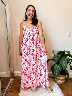 Cupshe White and Pink Floral Maxi Dress